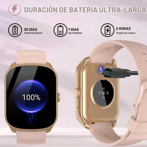 Vista 5 de STECEi Reloj inteligente para hombre, reloj inteligente con pantalla curva HD de 1.95 pulgadas, color rosa