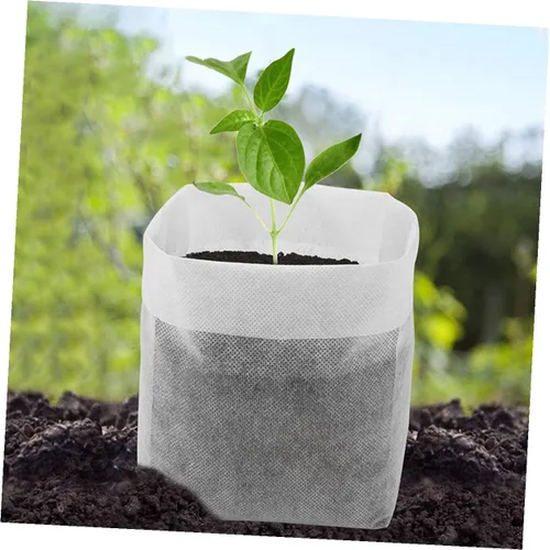 Vista 7 de 100pcs Biodegradable Nursery Growing Bags Non-Woven Fabric Planting Pouches 20x20cm for Seedlings Vegetable Breeding Garden Use