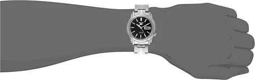 Vista 2 de Seiko SNKK71 reloj analógico de acero inoxidable plateado con marcado automático verde para hombre