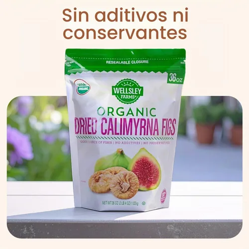 Vista 4 de Wellsley Farms Higos de calimirna secos orgánicos, bocadillos naturalmente dulces con alto contenido de fibra, higos secos sin azúcar añadido, sin