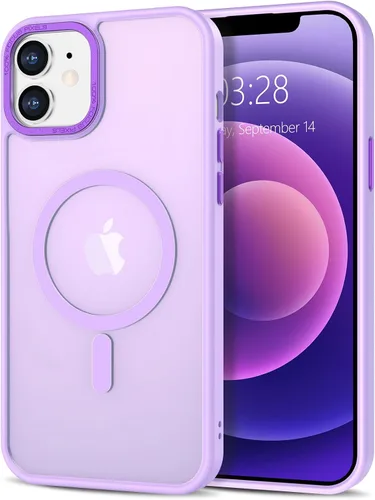 Vista 361 de Anuck - Funda magnética para iPhone 11 compatible con MagSafe, carcasa trasera mate translúcida dura, borde de TPU, delgada, resistente a impactos