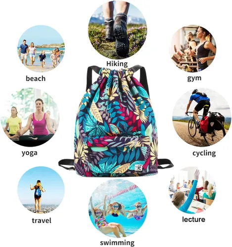 Vista 5 de Bolsa impermeable con cordón para ir al gimnasio o la playa, o practicar deportes, unisex
