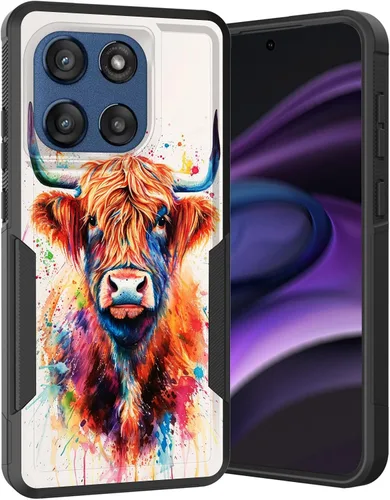 Vista 63 de para Moto G Play 4G 2024, funda de dos capas híbrida resistente y a prueba de golpes, PC duro + silicona suave protectora para Motorola Moto G Play