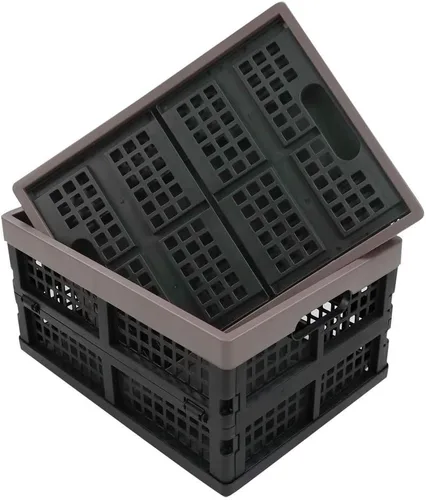 Vista 7 de Paquete de 2 cajas de almacenamiento plegables de plástico, caja de almacenamiento plegable de 15 L