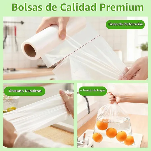 Vista 4 de Bolsas de almacenamiento de alimentos, 10" x 14" bolsas de plástico para productos en un rollo, bolsa de plástico transparente para alimentos