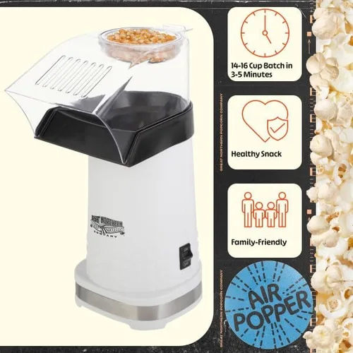 Vista 3 de Máquina eléctrica de palomitas de maíz de 1200 W, máquina de palomitas de maíz rápida sin aceite, máquina de palomitas de maíz con taza medidora