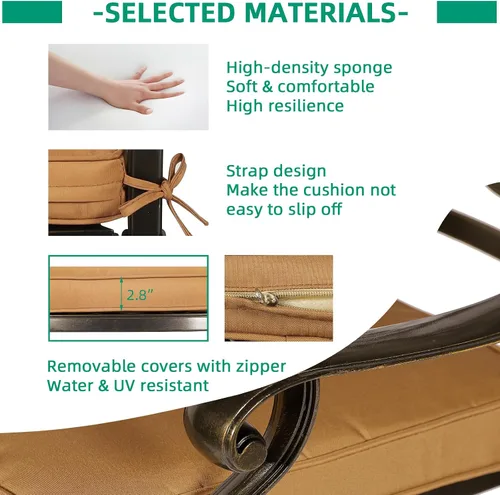 Vista 5 de VIVIJASON Taburetes de bar giratorios para exteriores, sillas de bar de aluminio fundido para todo tipo de clima, con cojín de asiento, muebles