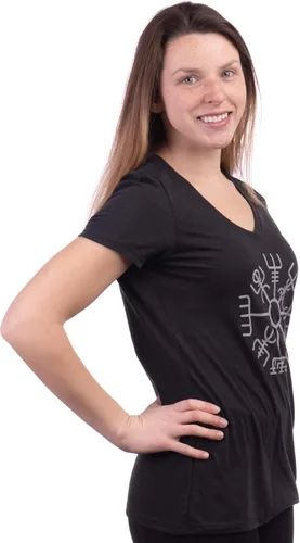 Vista 3 de Vegvisir Camiseta de mujer con brújula nórdica vikinga brújula nórdica germánica islandesa con símbolo mágico pagano