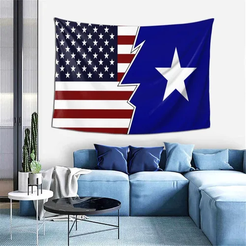 Vista 9 de LIFANGMI Ripped Style American And Bonnie Blue Flag Tapestry Wall Hanging 60x40 Inch Bedroom Living Room Dormitory Home Decoration Wall Tapestry