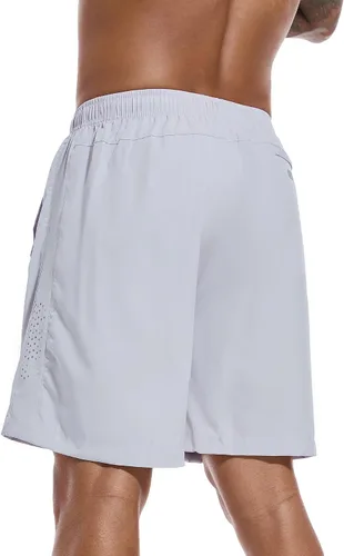 Vista 2 de Gesean Pantalones cortos de entrenamiento 2 en 1 para hombre, 5 pulgadas, ligeros, para gimnasio, entrenamiento, deporte, con bolsillos para teléfono