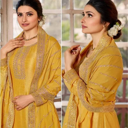 Vista 3 de stylishfashion Bordado trabajado Salwar Kameez Plazzo con vestido Dupatta listo para usar para mujer, trajes de desmalezado