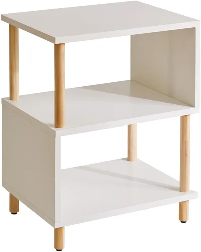 Vista 8 de Aibiju Mesita de Noche Minimalista Ligera - Nogal Mesa Auxiliar Pequeña con Almacenamiento Abierto, Mesa Auxiliar Pequeña para Dormitorio, Nogal