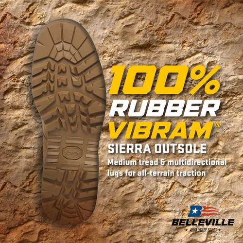Vista 6 de Belleville C300 ST - Botas de combate con punta de acero para clima caliente de 8 pulgadas para hombres, botas de cuero de ganado marrón coyote