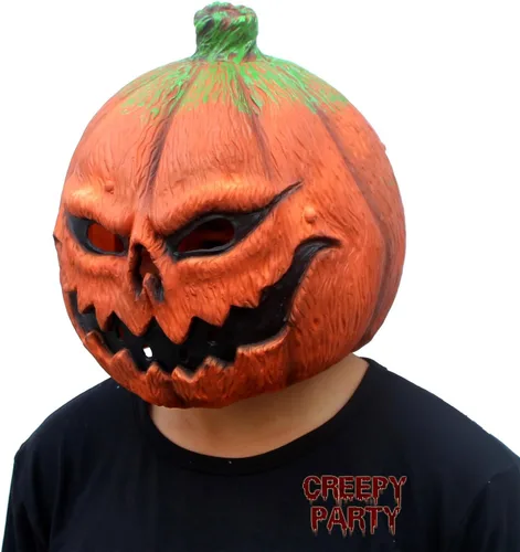 Vista 3 de CreepyParty Máscara de látex para disfraz de Halloween (calabaza)