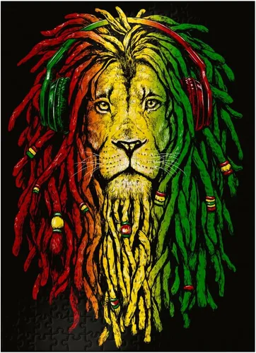 Vista 7 de MyPuzzle Rasta Lion - Rompecabezas prémium de 100 piezas, fabricado en Estados Unidos