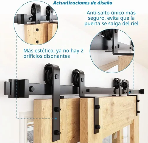 Vista 5 de ZEKOO Kit de hardware de puerta de granero de derivación de 5 pies y 2