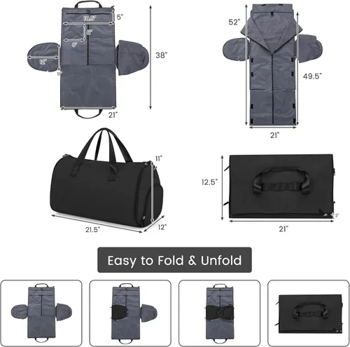 Vista 6 de Goplus Bolsa de mano para ropa, bolsa de viaje impermeable con compartimento para zapatos, correa de hombro desmontable, maleta 2 en 1, bolsa