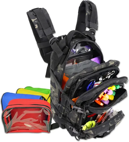 Vista 10 de Lightning X Stocked EMS/EMT - Mochila médica de primeros auxilios para trauma y sangrado + kit + bolsas, color negro