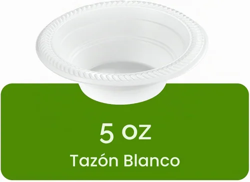 Vista 5 de PLASTICPRO 100 piezas de cuencos de plástico blanco de 5 oz de calidad premium, platos ligeros desechables, cuencos pequeños de plástico