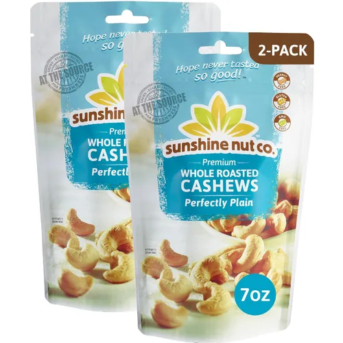Vista 8 de Anacardos de Sunshine Nut Company 7 oz No Added Salt, Gluten Free, Peanut Free, Vegan, GMO Free, Snack Packs for Kids and Adults, Pantry Staple