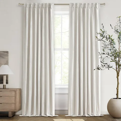 Vista 14 de Cortinas y Drapeados Modernos con Pliegues Pellizco Rosa Bebé de 84 Pulgadas de Largo, Juego de 2 Paneles para Sala de Estar, Cortina de Ventana