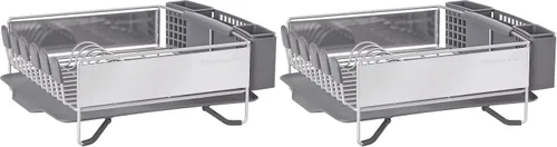 Vista 10 de KitchenAid Escurridor de platos compacto, que ahorra espacio, resistente al óxido con organizador de cubiertos extraíble y bandeja de escurrido Negro