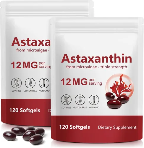 Vista 8 de FANSHI Astaxantina 12 mg cápsulas blandas 120 unidades de triple fuerza de astaxantina suplementos de microalgas naturales poderoso apoyo