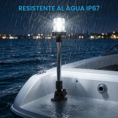 Vista 3 de Obcursco Luces de popa de barco, IP67 impermeable, plegable, luz LED blanca de anclaje para lanchas marinas, pontones, pesca, lubinas y Jon