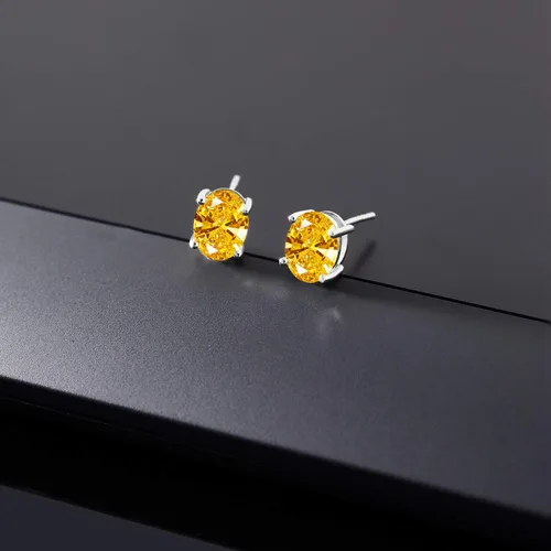 Vista 20 de Gem Stone King Aretes de oro de 14 quilates con piedra natal ovalada de 0.315 x 0.236 in Aretes de oro para mujer