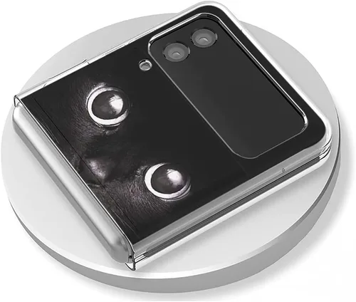 Vista 4 de Bcov - Funda rígida para Samsung Galaxy Z Flip 3 5G, diseño de gato negro, funda protectora sólida a prueba de rayones y resistente a los golpes