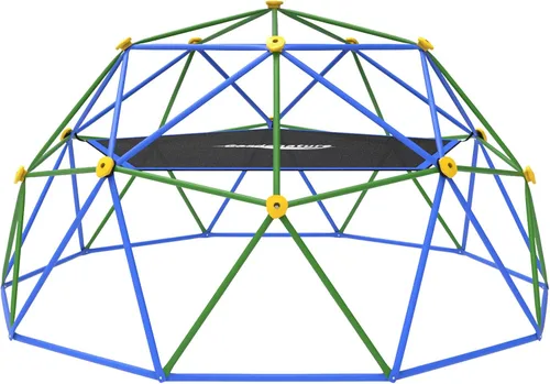 Vista 10 de Gardenature - Cúpula de escalada de 10 pies con hamaca y columpio, gimnasio de jungla al aire libre para niños, estructura de escalada de cúpula