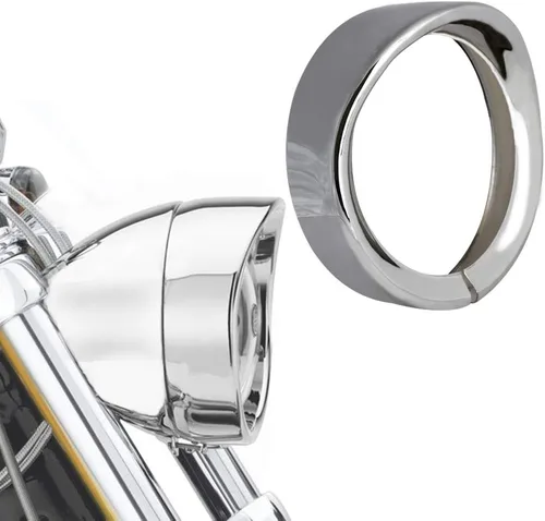 Vista 9 de NTHREEAUTO Aros de adorno para luces de cruce de motocicleta de 4.5", con visor de lámpara antiniebla cromado compatible con Harley Touring, Road