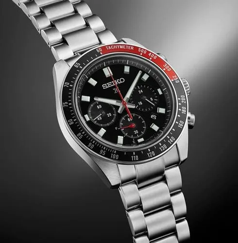 Vista 4 de Seiko Prospex Speedtimer SSC915 Solar Chronograph, Black dial with Sunray Finish and red Accents