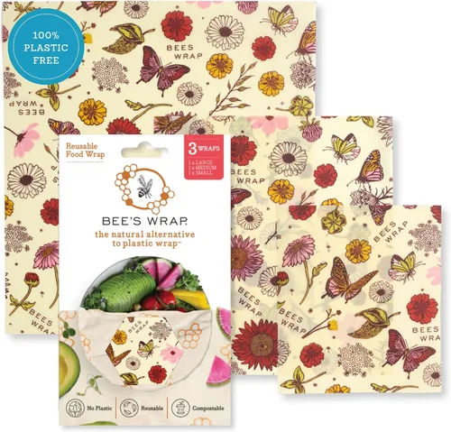 Vista 18 de Bee's Wrap, paquete variado de 3 envoltorios ecológicos y reutilizables para transportar comida Paquete de 3 panales