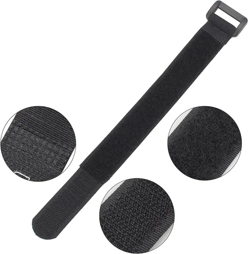 Vista 3 de 25 correas de sujeción reutilizables con gancho y bucle, 0.8 x 8 pulgadas, color negro