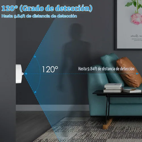 Vista 3 de AMIR Luz de escalera con sensor de movimiento mejorada para interiores (blanco, paquete de 3)