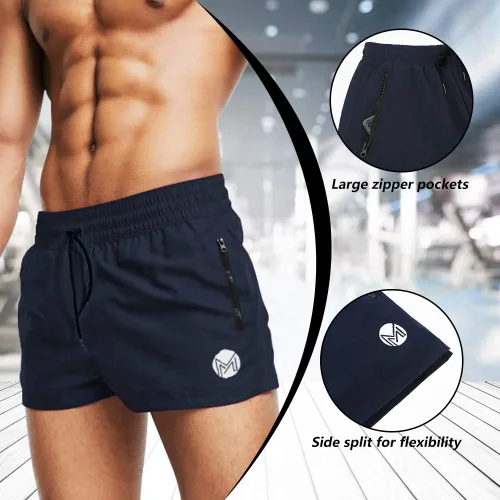 Vista 3 de Pantalones cortos de entrenamiento de gimnasio para hombre, pantalones cortos de entrenamiento de 3 pulgadas, pantalones cortos de gimnasio atlético
