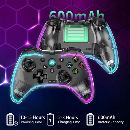 Vista 6 de arVin Mobile Game Controller for iPhoneiPadiOSAndroidTabletPCPS5PS4PS3Switch Transparent Bluetooth Gaming Gamepad Joystick with Phone HolderBack