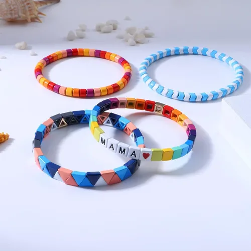 Vista 4 de Dvacaman Juego de 3 pulseras elásticas esmaltadas