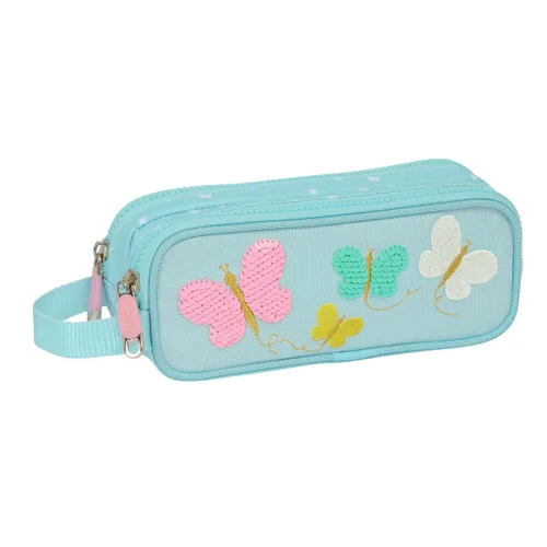 Vista 2 de Portatodo Doble Moos Butterflies Azul claro 21 x 8 x 6 cm