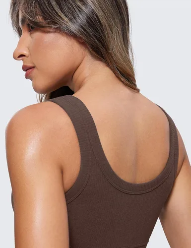 Vista 4 de CRZ YOGA Ribbed Sports Bras for Women - U Back Wireless Medium Impact Sports Bra Padded Yoga Workout Bra