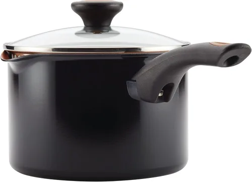 Vista 9 de Farberware Glide - Sartén antiadherente de cerámica de cobre con tapa, 3 cuartos de galón, color negro