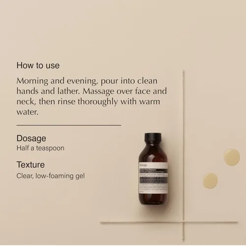 Vista 2 de Aesop Fabuloso limpiador facial Limpia suavemente sin pelar Limpiador suave derivado de aceitunas con botánicos purificantes e hidratantes