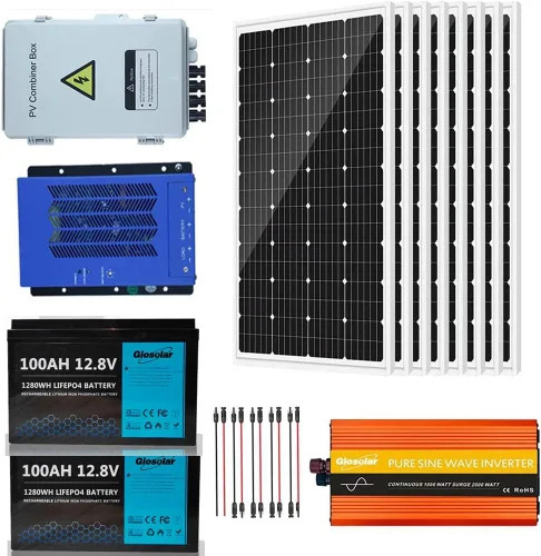 Vista 11 de Sistema solar de 960 vatios y 12 voltios fuera de la red: 8 paneles solares de vidrio monocristalino de 120 W + caja combinadora de 4 cuerdas +