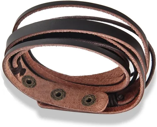 Vista 4 de Brazalete Envolvente de Muñeca de Cuero Genuino Vintage Hecho a Mano Ajustable