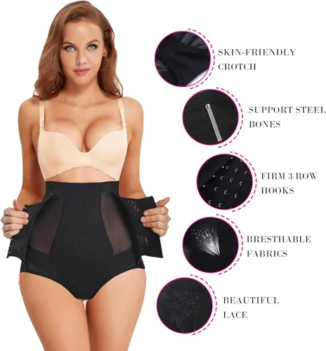 Vista 3 de Nebility Calzones moldeadores de cintura alta con control de abdomen y cintura alta para mujer