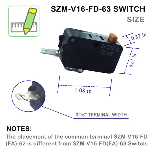 Vista 3 de LONYE 3405-001034 Reemplazo del interruptor de puerta de microondas para microondas Samsung LG GE Kenmore 3405-000178 AP4044834 SZM-V16-FD-63