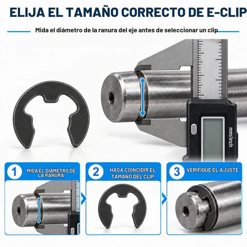 Vista 8 de Juego surtido de 300 piezas de acero aleado negro E Clip E-Clip Anillo de retención externo (M1.5-M10,300 PCS)