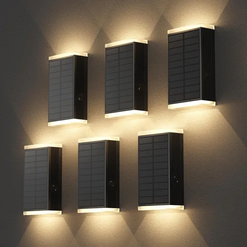 Vista 16 de Lámpara solar de pared para exteriores, 3000/4000/6000K, 3 modos de iluminación del atardecer al amanecer, aplique de pared IP67, impermeable