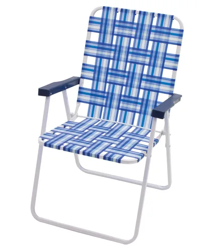 Vista 3 de Rio Brands Silla de césped plegable de 16 pulgadas de altura extendida y respaldo del asiento, azul/blanco